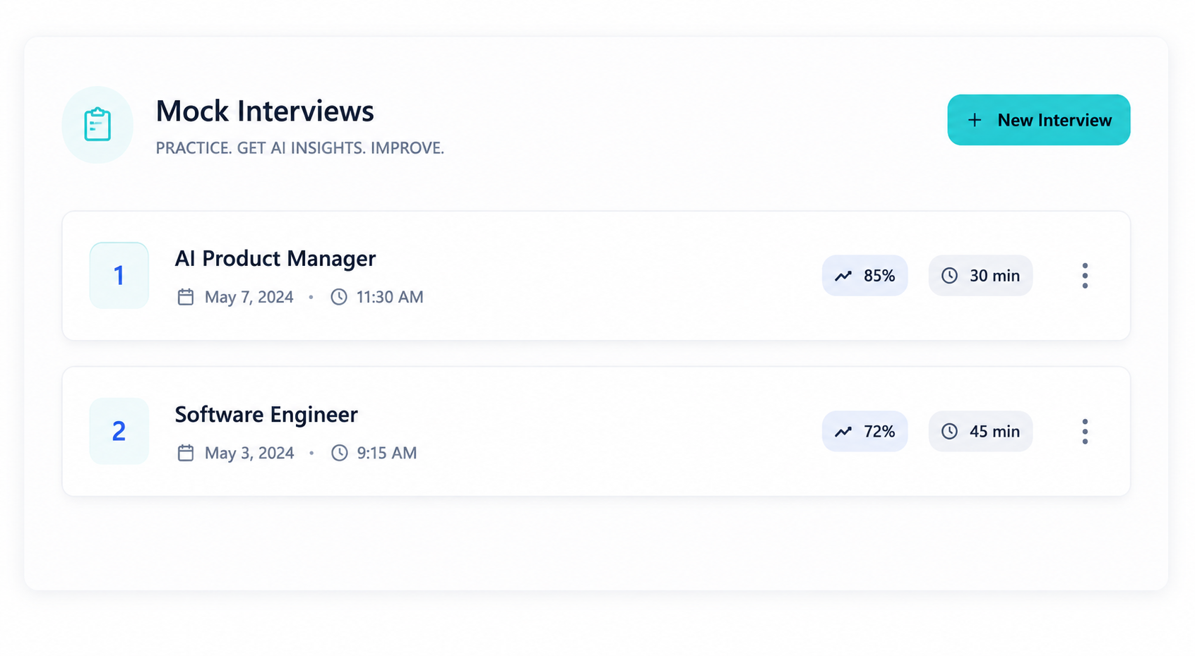 Practice interview responses for a target role