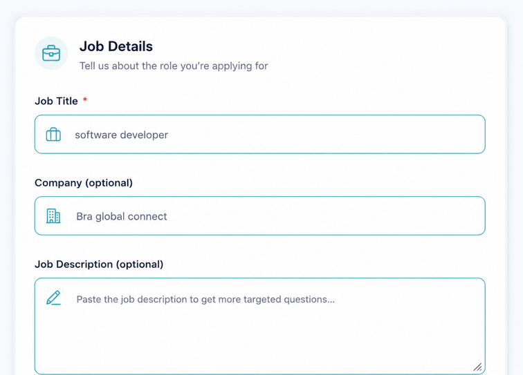Add your opportunity context — enter a target role and job description